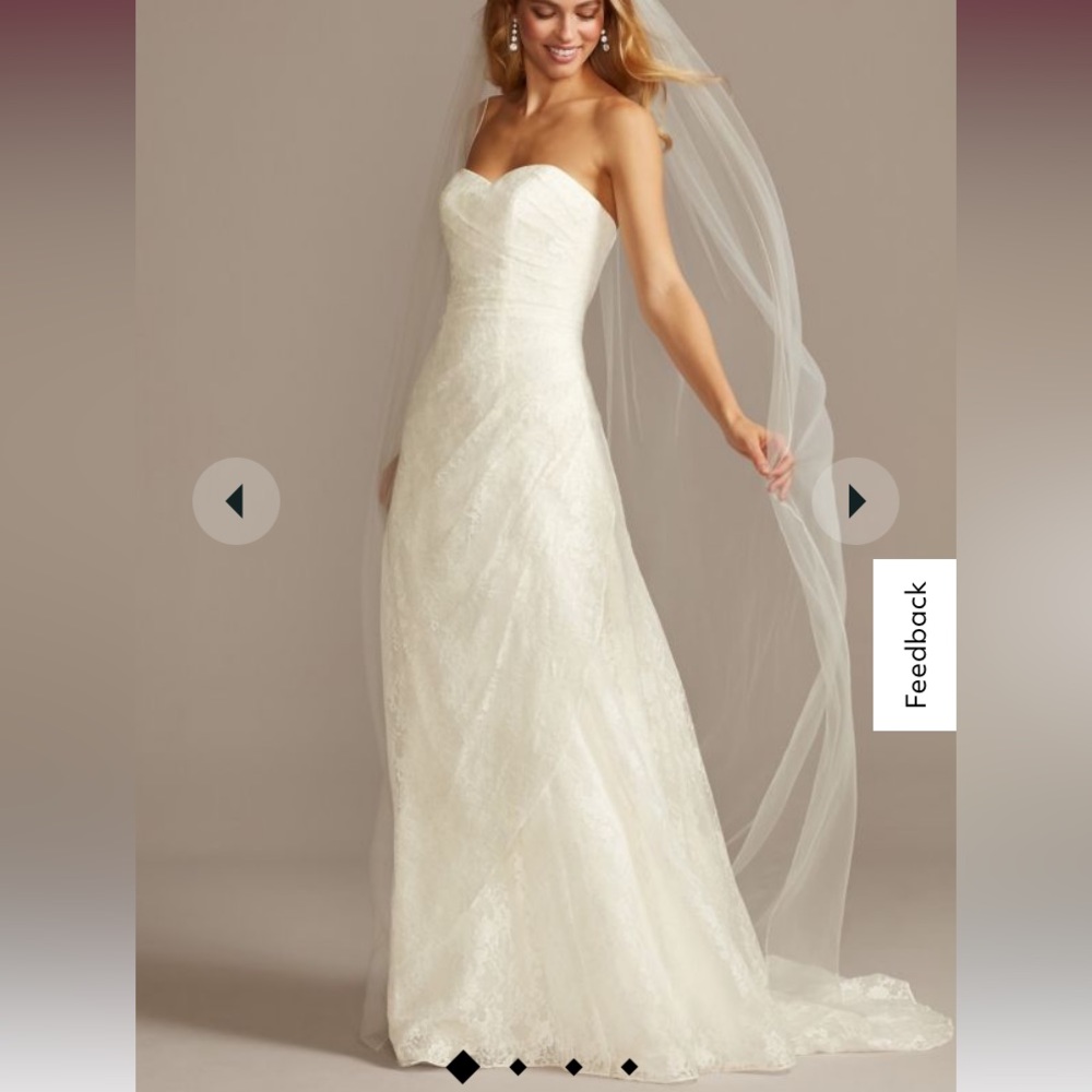 David’s Bridal Allover Lace A-Line Wedding Dress